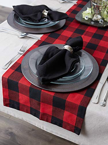 Dii Buffalo Check Collection, Classic Farmhouse Table Runner, 14X108", Red & Black #TOP3