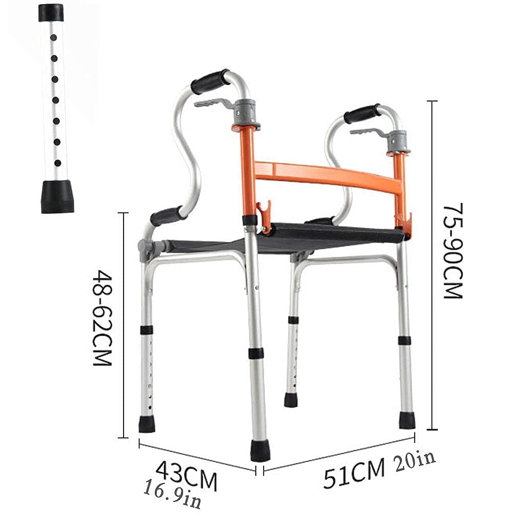 Andadores para personas mayores Andadores para personas mayores con asiento sin ruedas, ligeros, plegables y asistidos para viajes Adultos Altura ajustable para personas mayores - Andador con ruedas