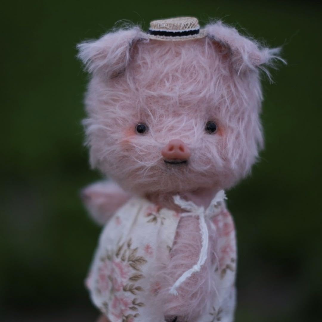 森の中の仔豚 ぬいぐるみ アーティストベア 海外作家様 ハンドメイド ブタ 森の中の仔豚 ぬいぐるみ アーティストベア 海外作家様 ハンドメイド ブタ