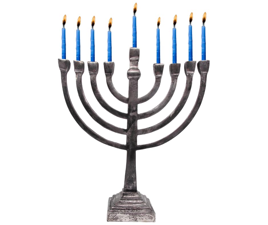 Menorah Candle Holder, Hanukkah menorah 9 Branch for Shabbat, Tabernacle, Home Decor Ornaments Table Centerpiece Display. (Antique)