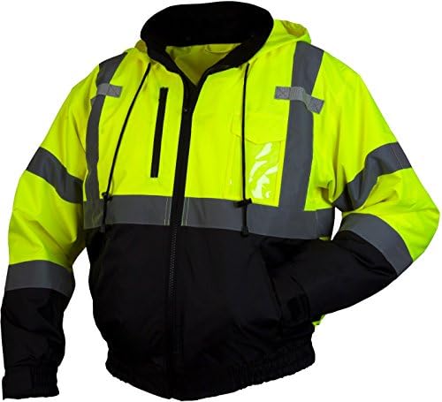 Pyramex RJ31 Series Class 3 Fleece Bomber Safety Jacket, Lime, Large