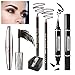Wismee Mascara Eyeliner Eye Makeup Set Waterproof Liquid Eyeliner Stamp Mascara Black volume and length Eyelash Quick Drying Long Lasting Eye liner Pencil Cosmetic Kit with Sharpener for Women Girls