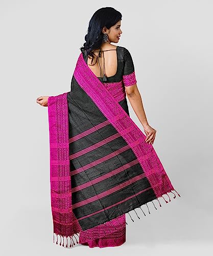 Image of eC ESHA'S COLLECTION Women's Cotton Blend Begumpuri Handloom Saree With Unstitched Running Blouse Piece