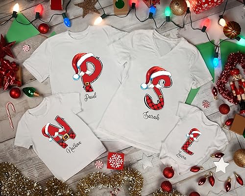Custom Name Christmas Monogram Family Shirt, Christmas Alphabet Shirt, Christmas Family Group Shirt, Custom Xmas3