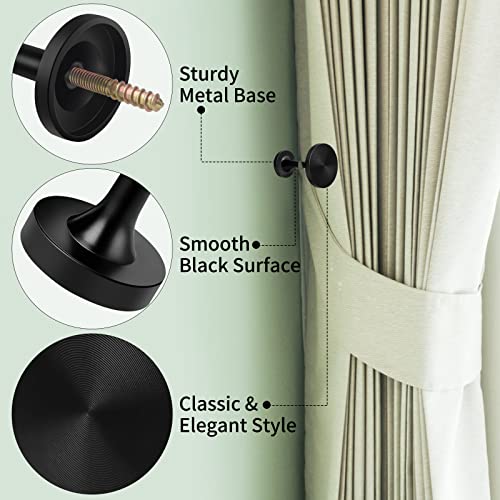 Curtain Holdbacks, A Pair Black Metal Curtain Tie Backs Hooks Decorative Medallion Wall Mounted Curtain Hold Back Modern Vintage Drapery Tiebacks Tassel Holder - Image 4