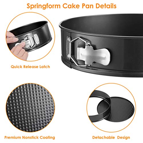 Springform Pan Set 3 Set，Non-Stick Bakeware Cheesecake Pan， With Removable Bottom Leakproof Round Cake Pan， For Baker & Baking Enthusiast， Heart-Shaped & Round &Square Pan #TOP1