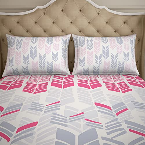 Image of Spaces 100% Cotton Double Bedsheet Soft Feel Skin Safe Breathable 210 Tc Pink Bedsheet for Double Bed