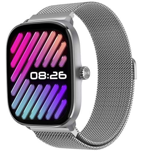 Image of Noise New Macro Smart Watch with 2.0 inch HD Display,Metallic Finish BT Calling, Functional Crown, 7 Days Battery Life, Sleep Tracking, 200+ Watch Faces (Silver Link)