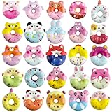 25pcs Animal Donuts Squeeze Toys Slow Rise Cute Soft Doughnut Squishys for Kids and Adults for Party Decoration Birthday Gifts and Classroom Rewards