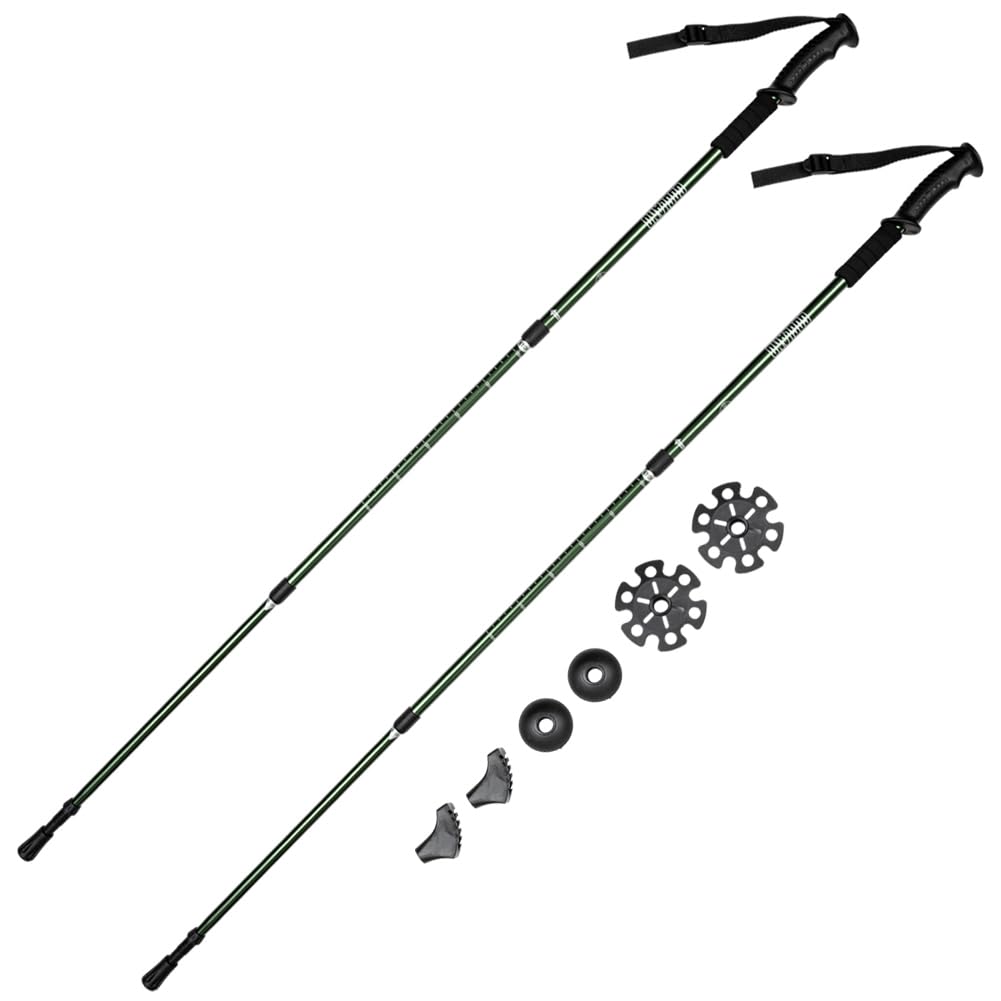 GOGLAND Trekking Walking poles for Nordic Walking, adjustable lengths, incl. attachments for different surfaces. Ultra light, with anti-shock technology (brown
