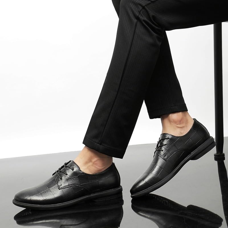 Gray Dress Shoes for Men Lace Up Fashion Classic Pointed Toe Low Top Leather Dress Shoes2