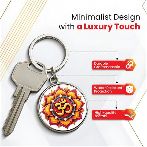 Image of MG | Protective Evil Eye /Spiritual Symbols /Om /Motivational Keychains | Double-Sided Metal Key Ring | Good Luck and devine Charm for Car, Bike, Home & Office
