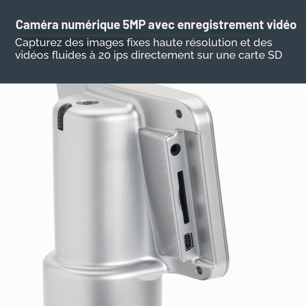 Celestron 44348 Microscope numérique PentaView à écran LCD, grossissement 40x-60x, noir/argenté