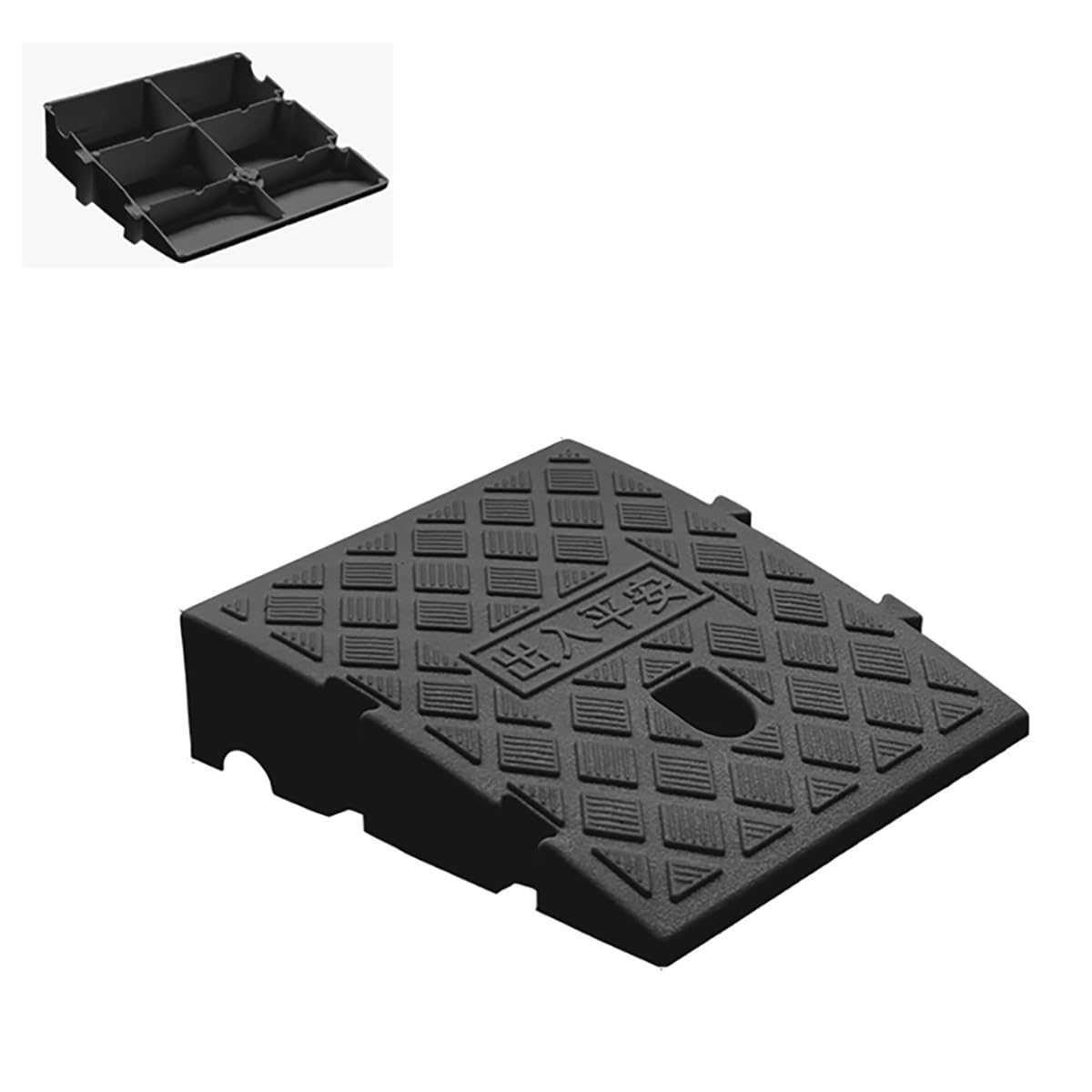 Portable Wheelchair Ramp - Non-Slip Curb Ramp - 6in & 7in Rise(Black,25x27x7CM)