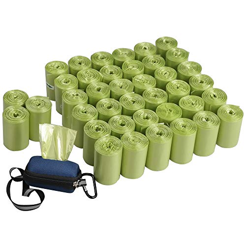 Qshape 1400 Unidades Bolsas Basura para Excrementos Caca Perro Mascotas Gatos con 1 Dispensador, Hierba Verde, 40 Rollos Cover