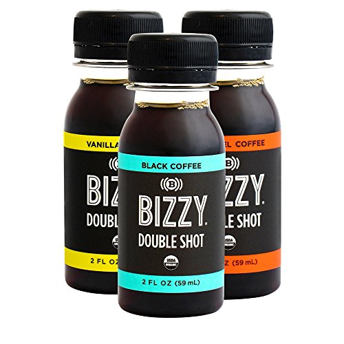 Bizzy Organic Cold Brew Coffee Concentrate - Single Serve 2oz Double Shot - Variety Pack - 6 Pack