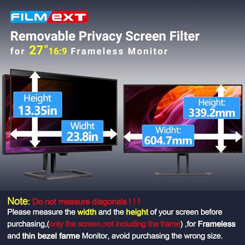Image of FILMEXT 2026 Upgrade 27 Inch Computer Privacy Screen Filter | Monitor Privacy Screen for 16:9 All-in-One Desktop /Frameless Monitor, Bubble Free Anti Spy Blue Light Filter for Computer