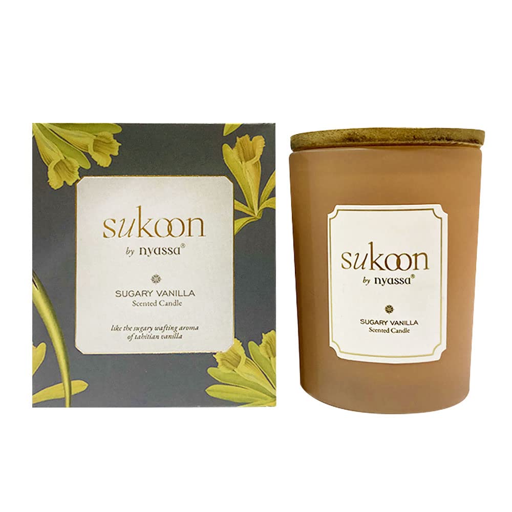 Nyassa Sugary Vanilla Scented Candle|Vanilla Fresh Fragrance | Gift Set for All Occasions|Natural Fragrance|Ideal Gifting for All Occasion|Candle Jar 200gm