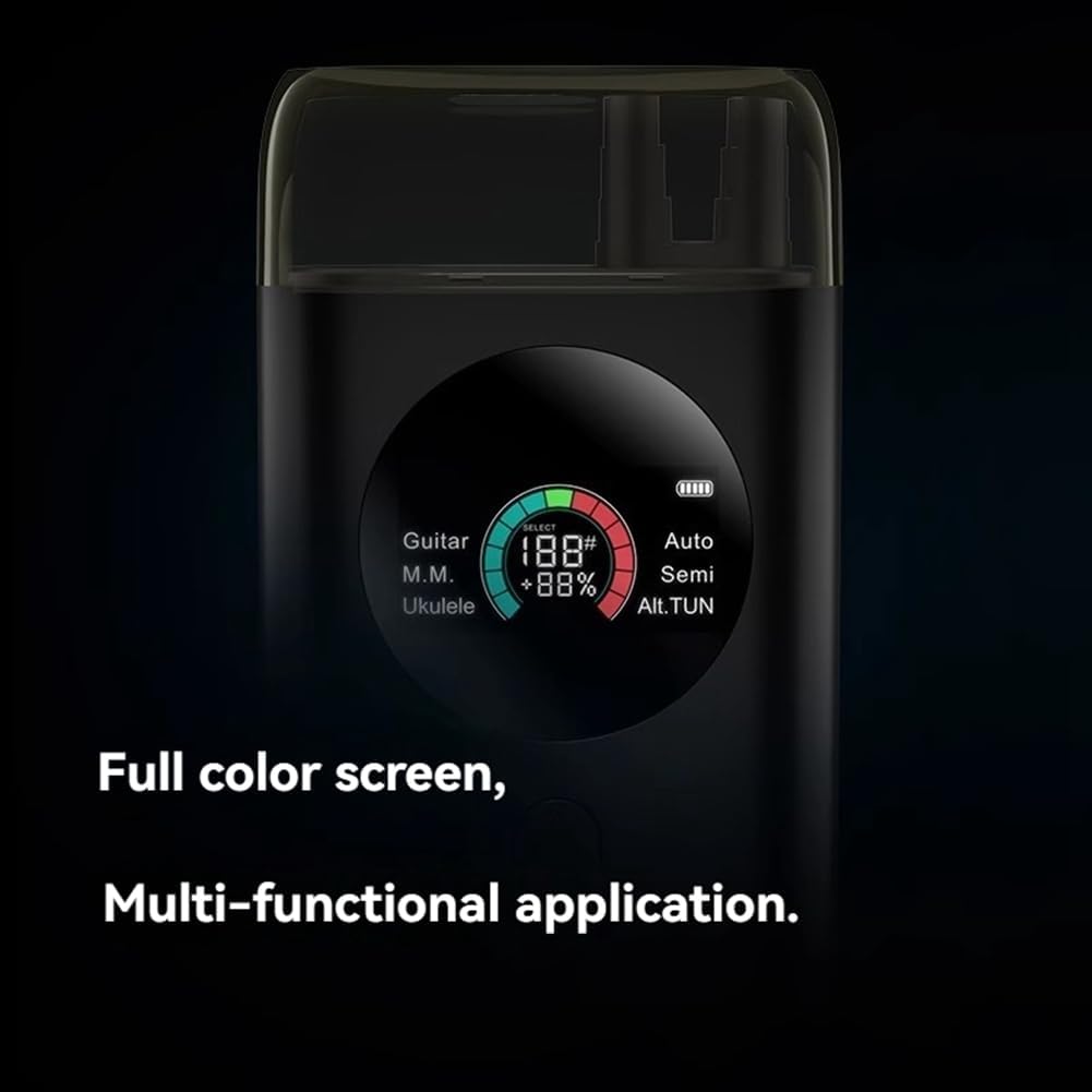 Accordatore automatico intelligente per chitarra, schermo LCD a colori, metronomo e avvolgicorde, per chitarre elettriche, acustiche, ukulele, nero