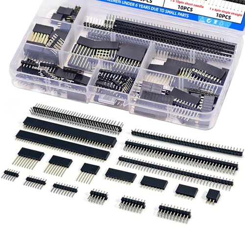 EGSCST 138PCS 2.54mm �I�X�ƃ��X �s���w�b�_�[ �R�l�N�^�[ �l�ߍ��킹�L�b�g 3/6/8/10/40�s�� �V���O��/�_�u�����E �X�^�b�N�\ �V�[���h�ƃu���[�N�A�E�F�C PCB �u���b�h�{�[�h �s���w�b�_�[ Arduino�v���g�^�C�v�V