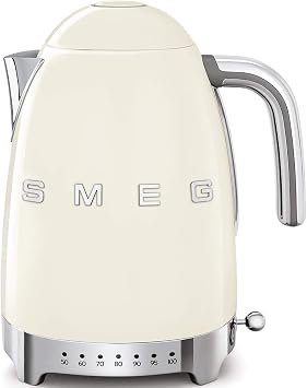 Smeg KLF04CRUK 1.7Ltr غلاية متغيرة التحكم في درجة الحرارة و TSF03CRUK 4 شريحة محمصة في كريم ريترو