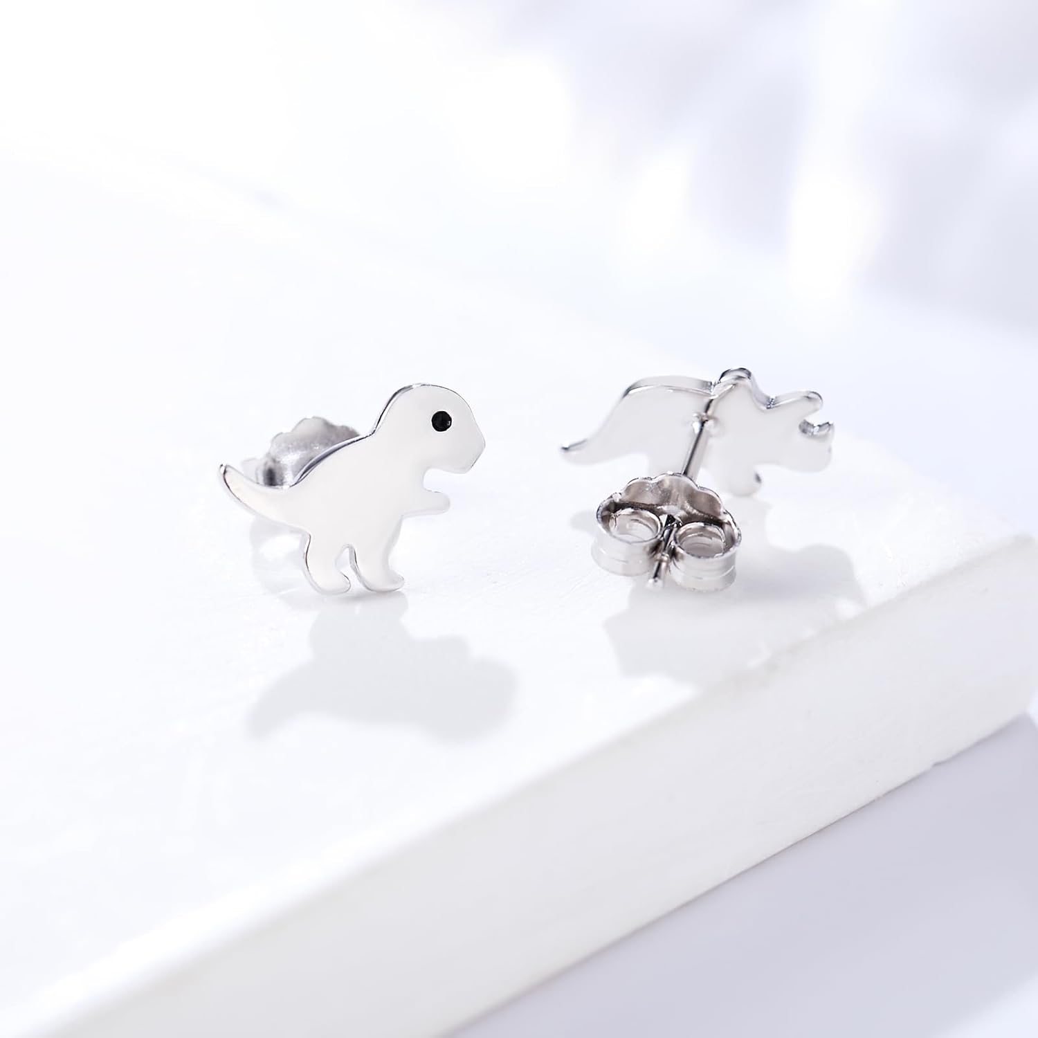 925 Sterling Silver Dinosaur Stud Earrings Cute T Rex Triceratops Jewelry Hypoallergenic Gifts for Women - Image 4