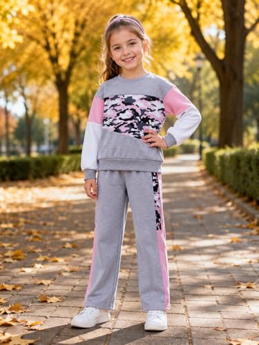 Image of Toddler Girls 2 Piece Cute Outfits, Crewneck Sweatshirt with Jogger Pants Kids Clothing Set for Fall Winter