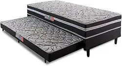 Cama Box Solteiro com Cama Auxiliar Aspen 88x188x41cm Cinza/preto