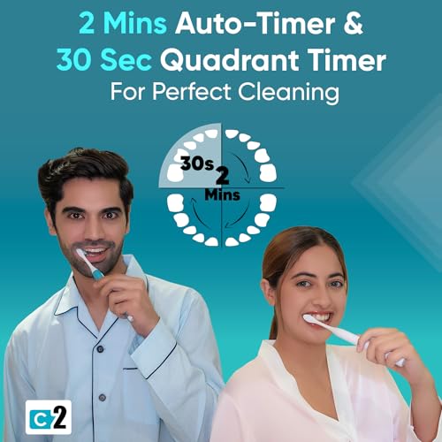 Vega CareOne C2 Electric Toothbrush Battery Operated with IPX7 Waterproof, 3 Brush Head, 2 Min Auto-Timer, 40000 Vibration/Min, 60 Days Battery... - Image 4