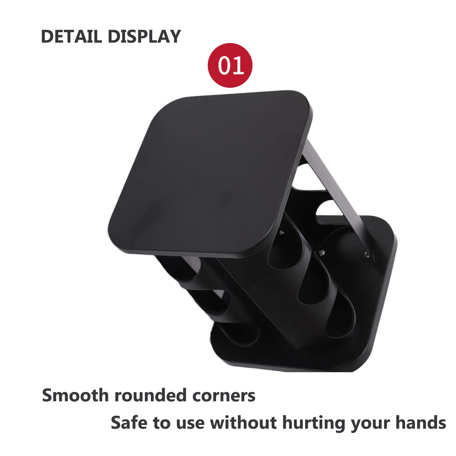 Estante de especias giratorio con 16 tarros de especias, organizador de torres de especias de cocina para mostrador o gabinete, gadgets de cocina (Black, SquareHead_16Jars)
