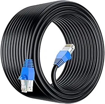 MutecPower 75m CAT6 Outdoor Waterproof Direct Burial Ethernet Network Cable - UTP - CCA - 550 Mhz - Black 75 Meter