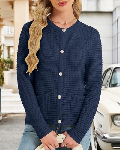 Hody Lovy Women's Knit Cardigan Sweaters Casual Long Sleeve Open Front Button Down Trendy Jackets Outerwear4