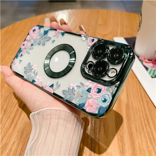 Coque de protection d'objectif iPhone 13 avec cadre vert brillant