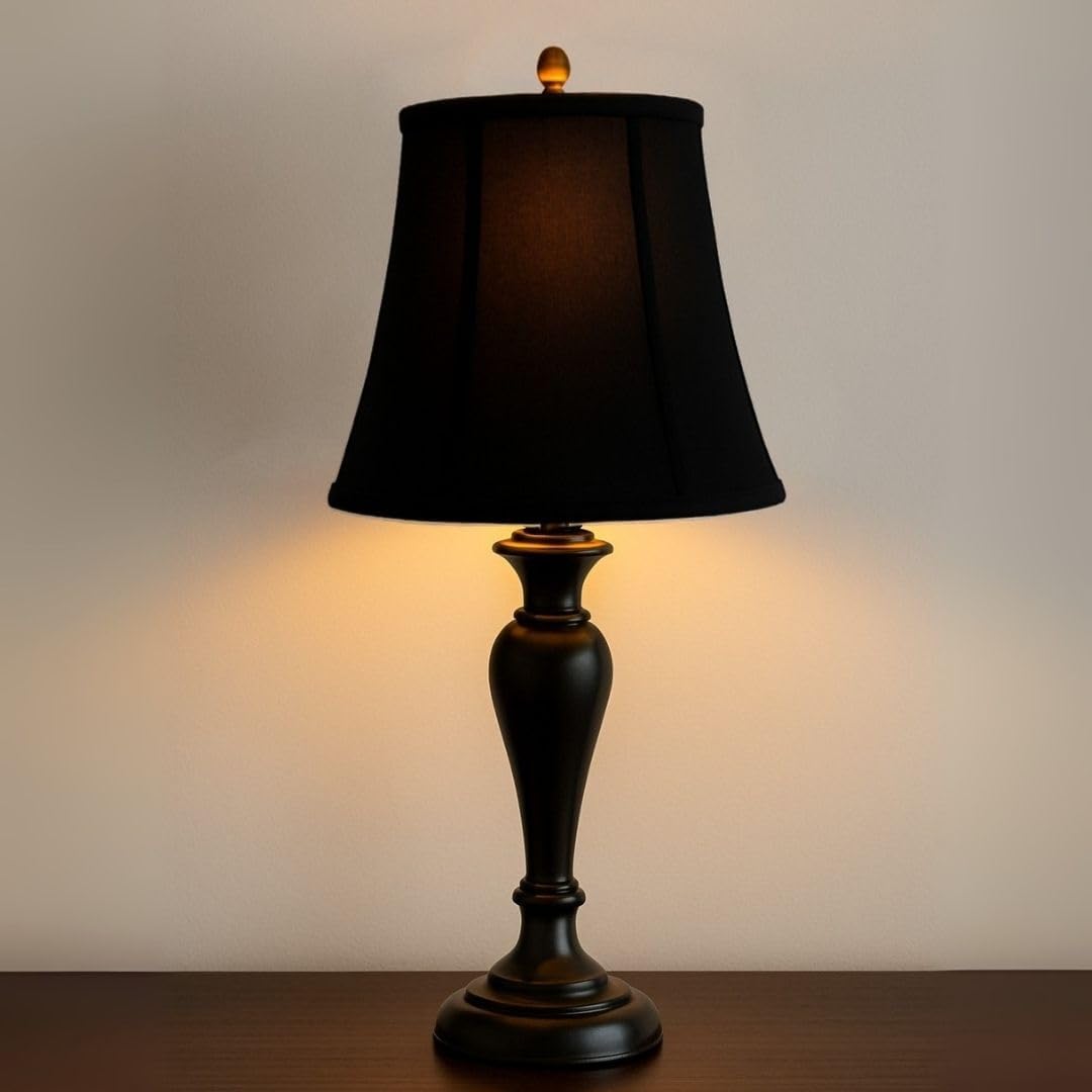 Royal Designs Modified Bell Lamp Shade, Black, 9 x 14 x 10.5