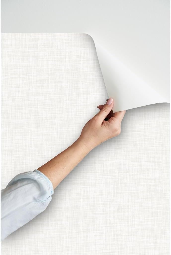 Spoonflower Peel & Stick Wallpaper 3ft x 2ft - Stone White Solid Weathered Textured Look Custom Removable Wallpaper