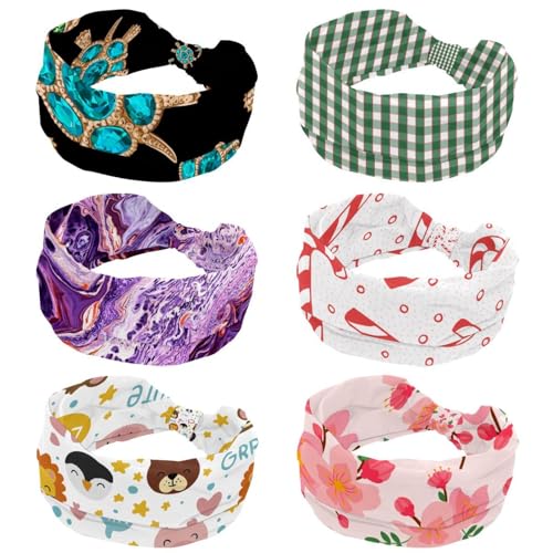 Lot de 6 bandeaux larges pour femme imprimé cygne chic