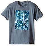 Calvin Klein Little Boys Transparent Crew Neck Tee Shirt, Grey, Medium/5