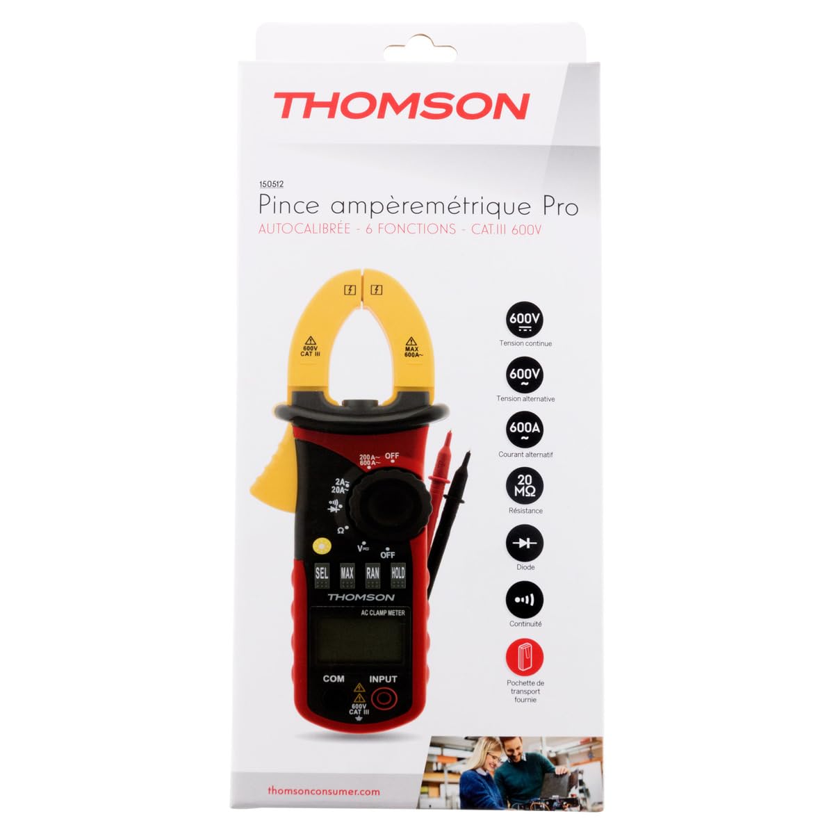 Thomson - Pinza amperométrica autocalibrada (8 funciones, CAT III, 600 V)