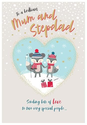 Christmas Card, To a Brilliant Mum & Stepdad - 9 x 6 inches - Piccadilly Greetings