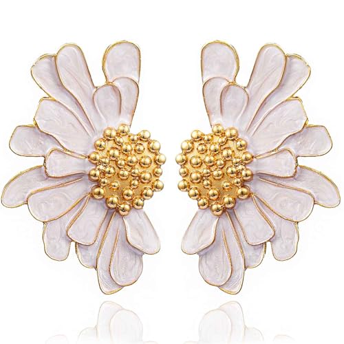 Vintage Flower Stud Earrings Exaggerated Oversized Daisy Flower Earrings Statement Jewelry for Women