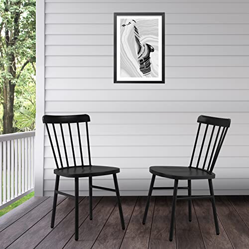 Anmutig Metal Patio Dining Chairs Side Chairs Indoor/Outdoor Windsor Style Metal Side Chair Farmhouse Chair With Spindle Back Set Of 2 (Black) #TOP5