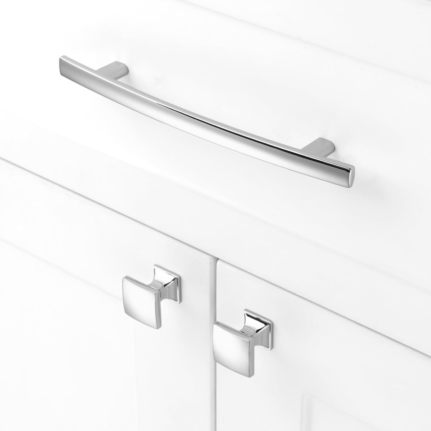 10 Pack 1 Inch, Small Square Polished Chrome Cabinet Knobs Chrome Drawer Knobs Chrome Cabinet Pulls, ZK2203 Solid Kitchen Hardware for Cabinets Drawers Bedroom Dresser Bathroom Vanity Cupboard