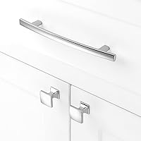 Vista 4 de Paquete de 10 manijas de 1 pulgada, cuadradas cromadas pulidas para gabinetes, pomos cromados para cajones, tiradores cromados para gabinetes