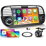 2G+64G Android Car Stereo for Fiat 500 2007-2015 with DSP Wireless Carpaly & Android Auto, Hodozzy 7" HD IPS Touchscreen Bluetooth Car Radio with GPS WiFi FM/RDS AHD Reversing Camera