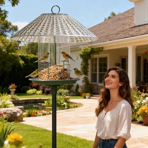 Protector transparente de comederos para periquitos en jardines exteriores 3