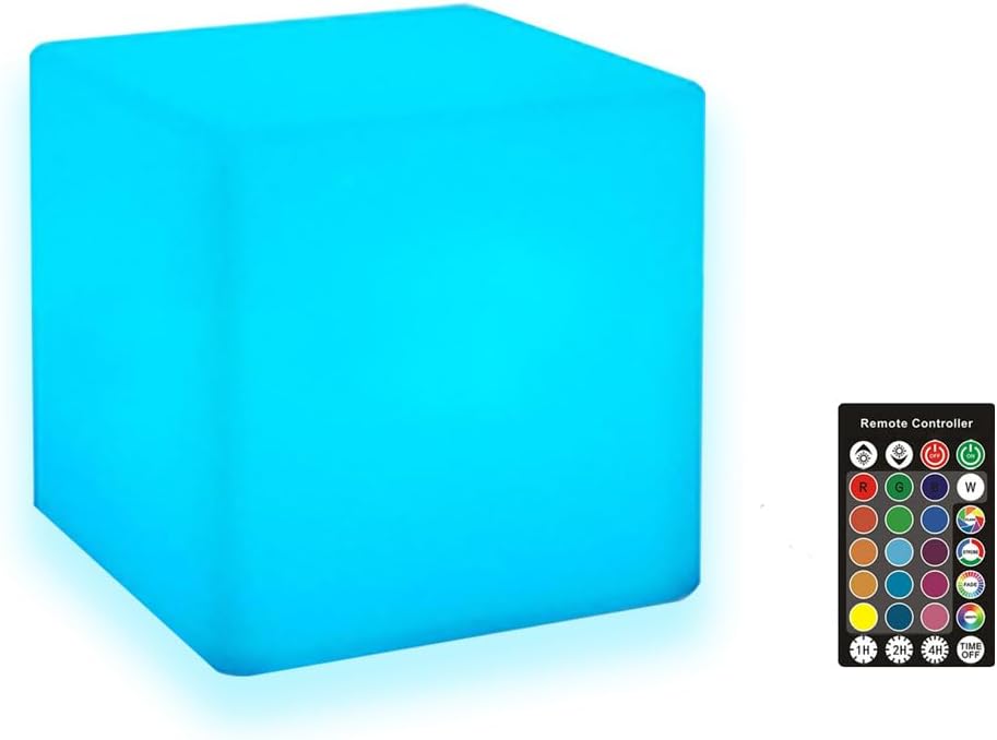 LED Cube Light, 4-Inch Cordless Night Light for Kids, 16 Color Changing Mood Lamp Rechargeable Tesseract Cosmic Cube with Remote Control Decorative Lighting for Home Party Bar