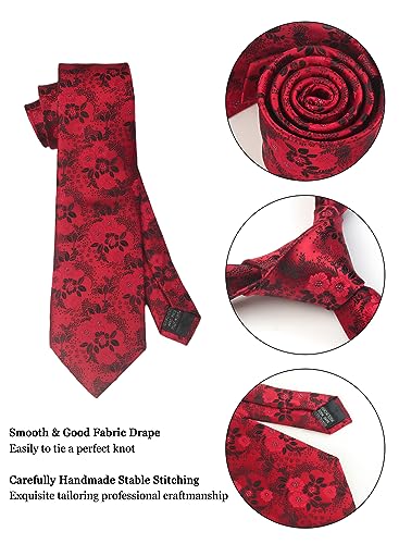 Image of Paisley Floral Mens Tie Formal Necktie Pocket Squares Ties Clips Cufflinks Classic for Men Set