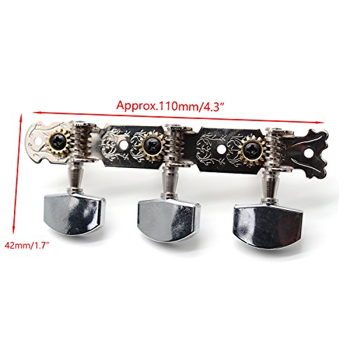 Timiy Set of 2 Guitar Tuning Keys-3 Left 3 Right Classical Guitar Tuners Tuning Pegs Keys Machine Heads, Guitar Strings Included - Thumbnail 4
