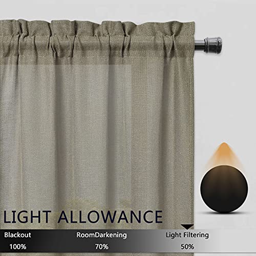 Nanan Tier Cafe Curtains For Kitchen Linen Blend Small Curtains For Door Windows Rod Pocket Flax Textured Rustic Tier Curtains 45 Inch Length, Brown, Set Of 2 #TOP2