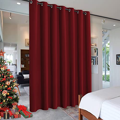 Image of RYB HOME Blackout Room Divider Curtain, Soundproof Privacy Screen Curtains Partitions Shade for Share Space Kids Nursery Bedroom Kitchen, Wide 100 inches x Long 84 inches, Burgundy Red, 1 Piece